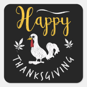 Adesivo Quadrado Família Crianças Correspondência Feliz Dia de Ação