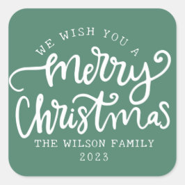 Adesivo Quadrado Família de caligrafia verde