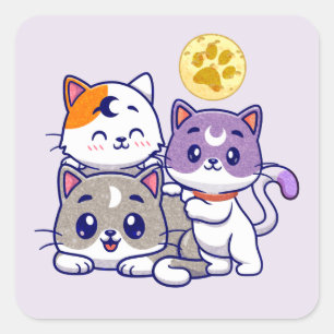 Adesivo Quadrado Família de Gatos Cujos