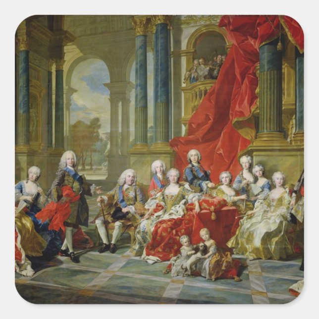Adesivo Quadrado Família de Philip V, 1743 (óleo na canvas) (Frente)