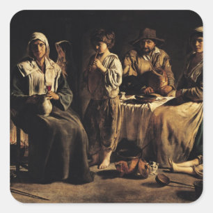 Adesivo Quadrado Família em um interior, c.1643 do camponês