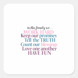 Adesivo Quadrado Família Fiel: Vivendo com Propósito Diariamente