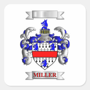 Adesivo Quadrado Família Miller Sobrenome e Escudo