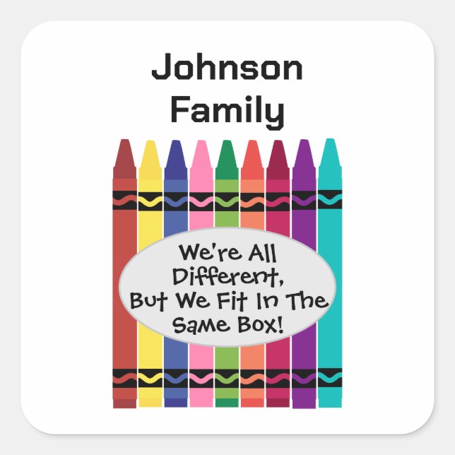 Adesivo Quadrado Família Somos todos divertidos, mas Ajustado na ca (Frente)