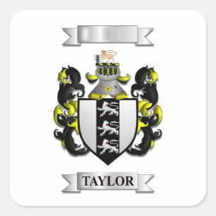 Adesivo Quadrado Família Taylor Sobrenome e Escudo