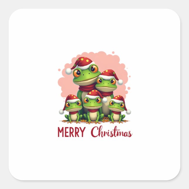 Adesivo Quadrado Family christmas frogs (3) (Frente)