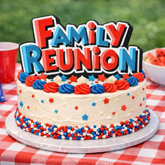 Adesivo Quadrado Family Reunion Celebration Cake