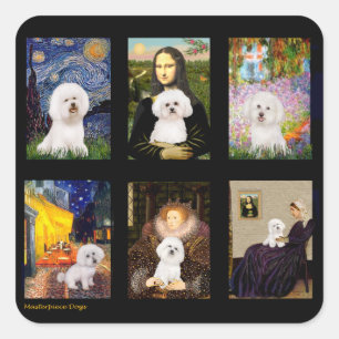Adesivo Quadrado Famoso Bichon Frise Composto de Arte