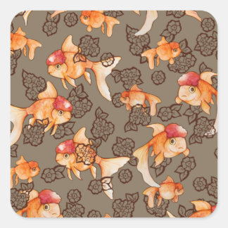 Adesivo Quadrado Fancy Oranda Goldfish 