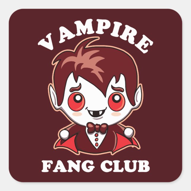 Adesivo Quadrado Fang Club | Canhões Engraçados E Vampiros Bonitos (Frente)