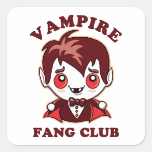 Adesivo Quadrado Fang Club   Canhões Engraçados E Vampiros Bonitos