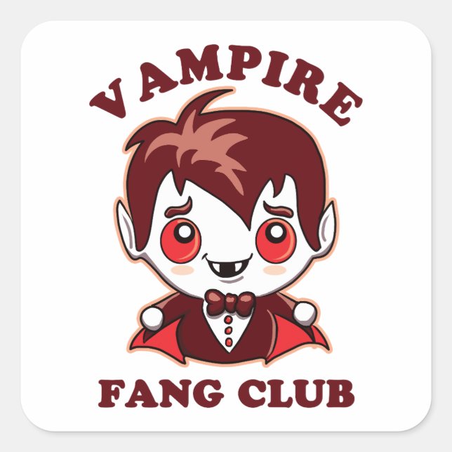 Adesivo Quadrado Fang Club | Canhões Engraçados E Vampiros Bonitos (Frente)