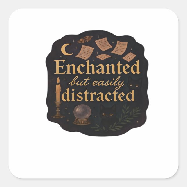 Adesivo Quadrado Fantasia Caprichosa Florestas Místicas, Luas & Mag (Frente)