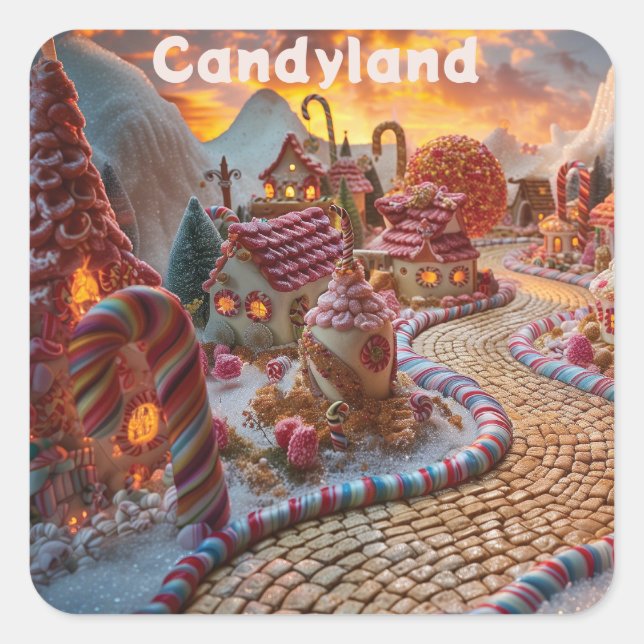 Adesivo Quadrado Fantasia da Candyland (Frente)