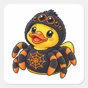 Adesivo Quadrado Fantasia de Aranha Pato de Borracha Halloween