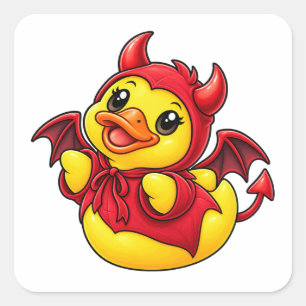 Adesivo Quadrado Fantasia de Halloween de Pato de Borracha Pequeno