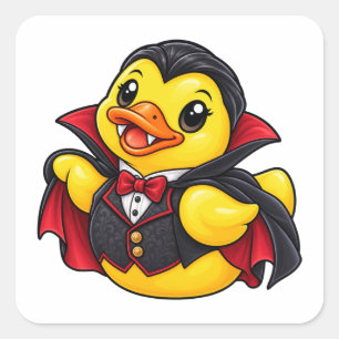 Adesivo Quadrado Fantasia de Pato de Borracha Vampiro de Halloween