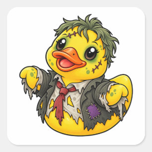 Adesivo Quadrado Fantasia de Pato de Borracha Zumbi para Halloween