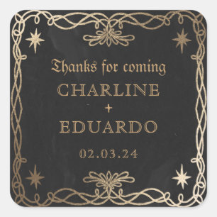 Adesivo Quadrado Fantasia Gótica Dourada Casamento de Ivy