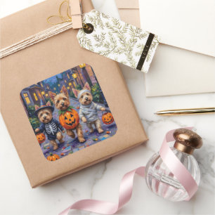 Adesivo Quadrado Fantasias de Halloween para Trick-or-Treat de Cair