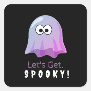 Adesivo Quadrado Fantasma Bonito e Rosa do Google Olhos: Spooky e W