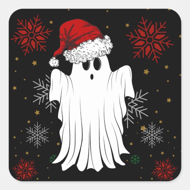 Adesivo Quadrado Fantasma de Natal (Frente)