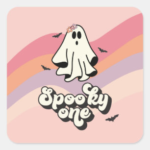 Adesivo Quadrado Fantasma descolado de Halloween assustador Anivers