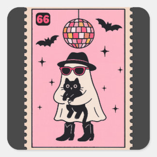 Adesivo Quadrado Fantasma do Disco Retroativo com Carimbo de Dia da