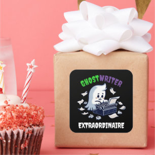 Adesivo Quadrado Fantasma Engraçado Escritor Fantasma