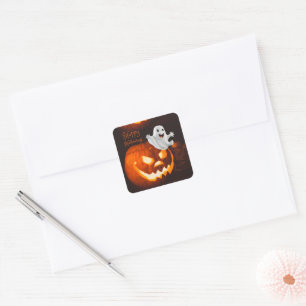 Adesivo Quadrado Fantasma Fofo Assustador de Halloween