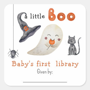Adesivo Quadrado Fantasma Fofo - Primeira biblioteca do bebê
