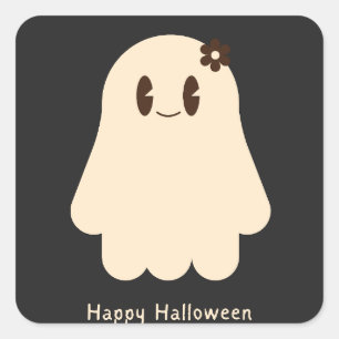 Adesivo Quadrado Fantasma Pastel Fofo Dia das Brux