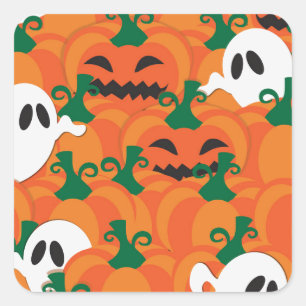 Adesivo Quadrado Fantasmas de Halloween Pomar de Abóbora Assombrada