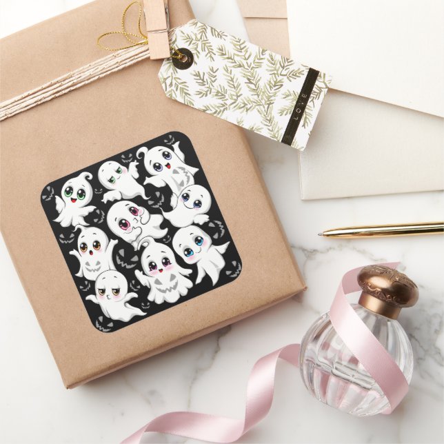 Adesivo Quadrado Fantasmas do Bebê assustam o bom humor do Dia das  (Presentear)