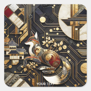 Adesivo Quadrado Fantasy Abstrato Fox Art