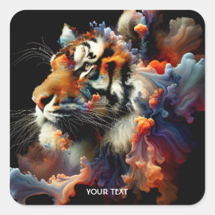 Adesivo Quadrado Fantasy Abstrato Tiger Head