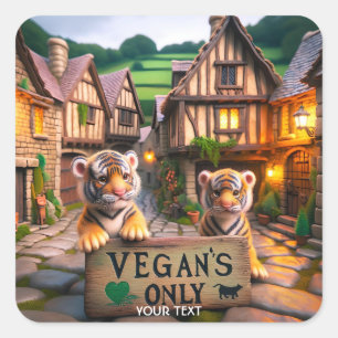 Adesivo Quadrado Fantasy Apenas Vegans Bonitos Permitidos