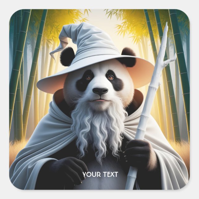 Adesivo Quadrado Fantasy - Assistente de Panda Velho (Frente)