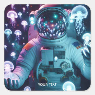 Adesivo Quadrado Fantasy Astronauta Gelyfish Space