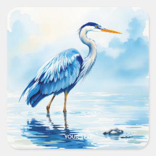 Adesivo Quadrado Fantasy Bird Blue Watercolor
