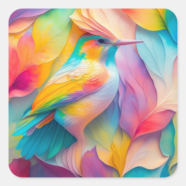 Adesivo Quadrado Fantasy Birds Silk Bird (Frente)