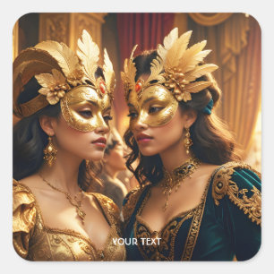 Adesivo Quadrado Fantasy Bonita Duas Máscaras Mulheres