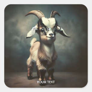 Adesivo Quadrado Fantasy Bonito Bebê Goat