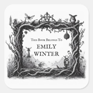 Adesivo Quadrado Fantasy Bookplate Sticker