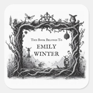 Adesivo Quadrado Fantasy Bookplate Sticker