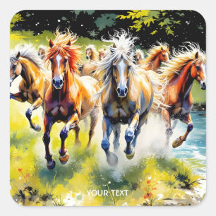 Adesivo Quadrado Fantasy - Cavalos Selvagens Bons