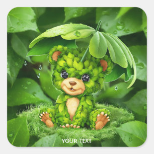 Adesivo Quadrado Fantasy - Chuva de Urso Bonito
