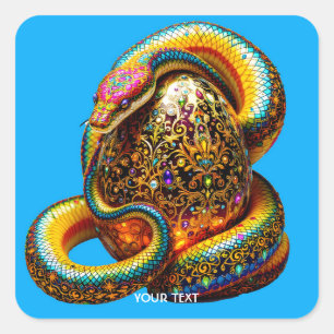 Adesivo Quadrado Fantasy Cobra de Ovo Bonito Vibrante