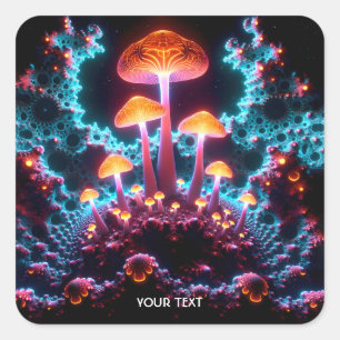 Adesivo Quadrado Fantasy Cogumelo Bonito Lança Floresta