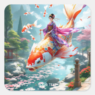 Adesivo Quadrado Fantasy Cuide Fish Japonês Girl